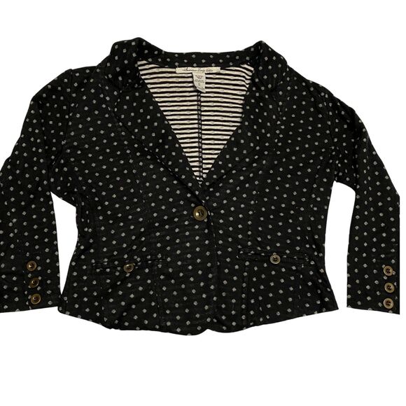 American Rag Cie Black/White Polka Dot Cotton Blend Short Blazer 3/4 Sleeve sz S - Picture 1 of 11